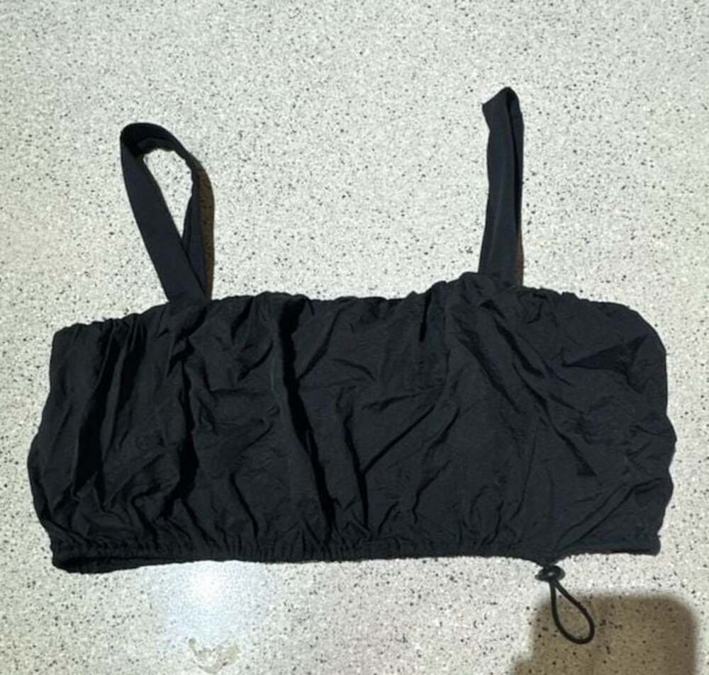 Daily Drills Black Nylon Ruched Crop Top Cami Size S